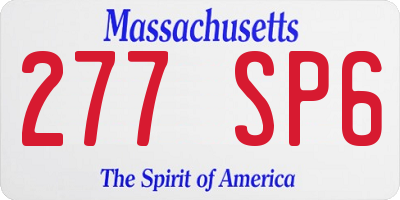 MA license plate 277SP6