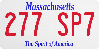 MA license plate 277SP7