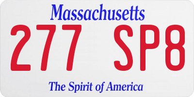 MA license plate 277SP8