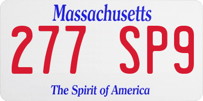 MA license plate 277SP9
