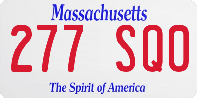 MA license plate 277SQ0