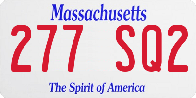 MA license plate 277SQ2