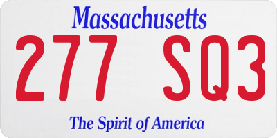 MA license plate 277SQ3
