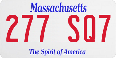 MA license plate 277SQ7