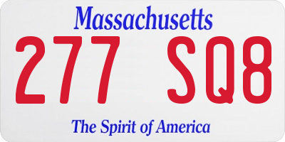 MA license plate 277SQ8