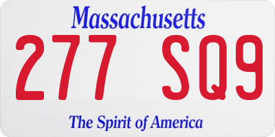 MA license plate 277SQ9