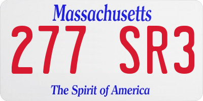 MA license plate 277SR3