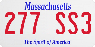 MA license plate 277SS3