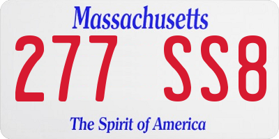 MA license plate 277SS8