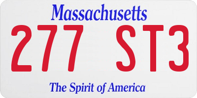 MA license plate 277ST3