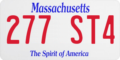 MA license plate 277ST4