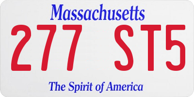 MA license plate 277ST5