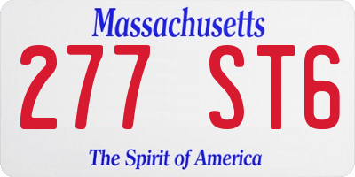 MA license plate 277ST6