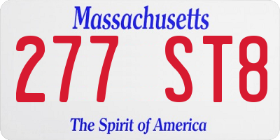 MA license plate 277ST8
