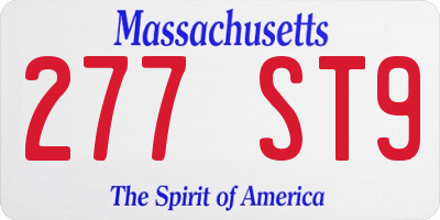 MA license plate 277ST9
