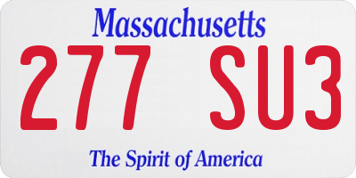 MA license plate 277SU3