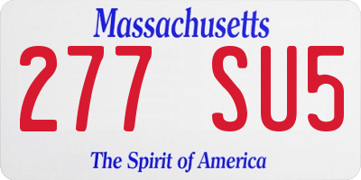 MA license plate 277SU5