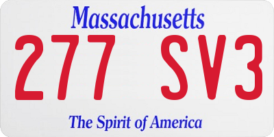 MA license plate 277SV3
