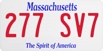 MA license plate 277SV7