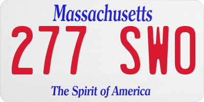 MA license plate 277SW0