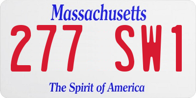 MA license plate 277SW1