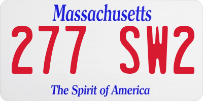 MA license plate 277SW2