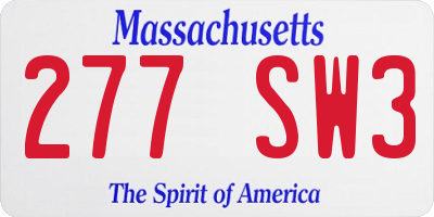MA license plate 277SW3