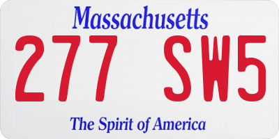 MA license plate 277SW5