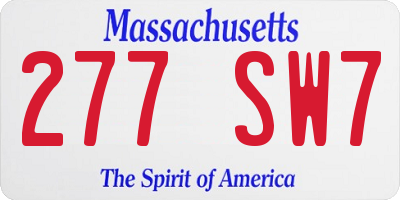 MA license plate 277SW7