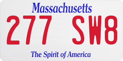 MA license plate 277SW8