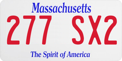 MA license plate 277SX2