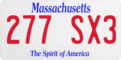 MA license plate 277SX3