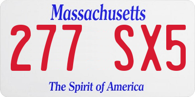 MA license plate 277SX5