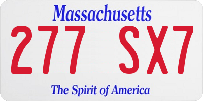 MA license plate 277SX7