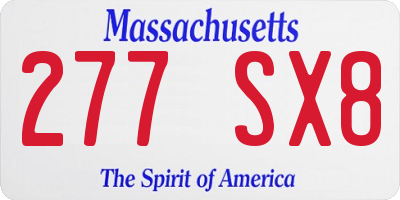 MA license plate 277SX8