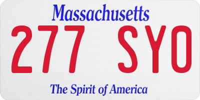 MA license plate 277SY0