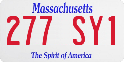 MA license plate 277SY1