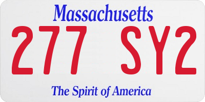MA license plate 277SY2