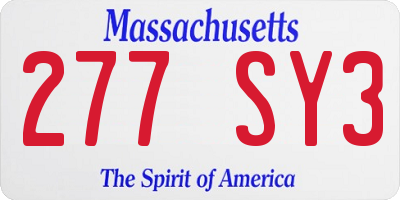 MA license plate 277SY3