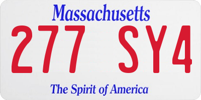 MA license plate 277SY4