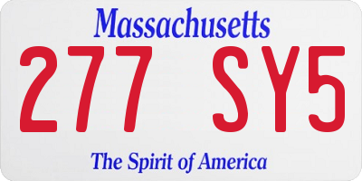 MA license plate 277SY5