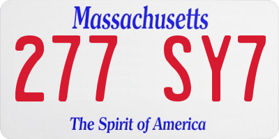MA license plate 277SY7