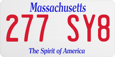 MA license plate 277SY8