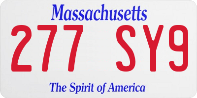 MA license plate 277SY9