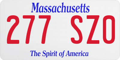 MA license plate 277SZ0
