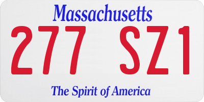 MA license plate 277SZ1