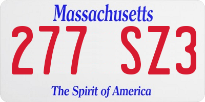 MA license plate 277SZ3