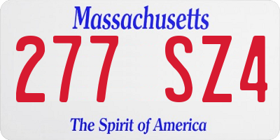 MA license plate 277SZ4