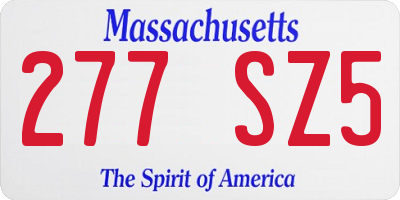 MA license plate 277SZ5