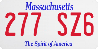 MA license plate 277SZ6